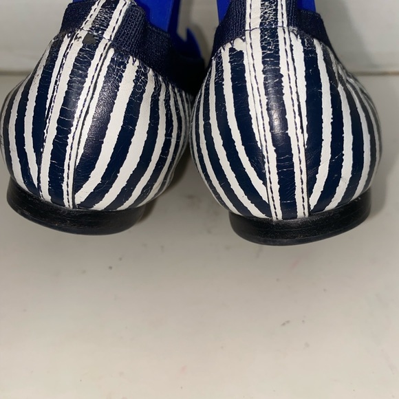 Tory Burch Caroline 2 Ballet Flats Dark Blue/White Striped Sz 6M Women’s - Picture 9 of 14